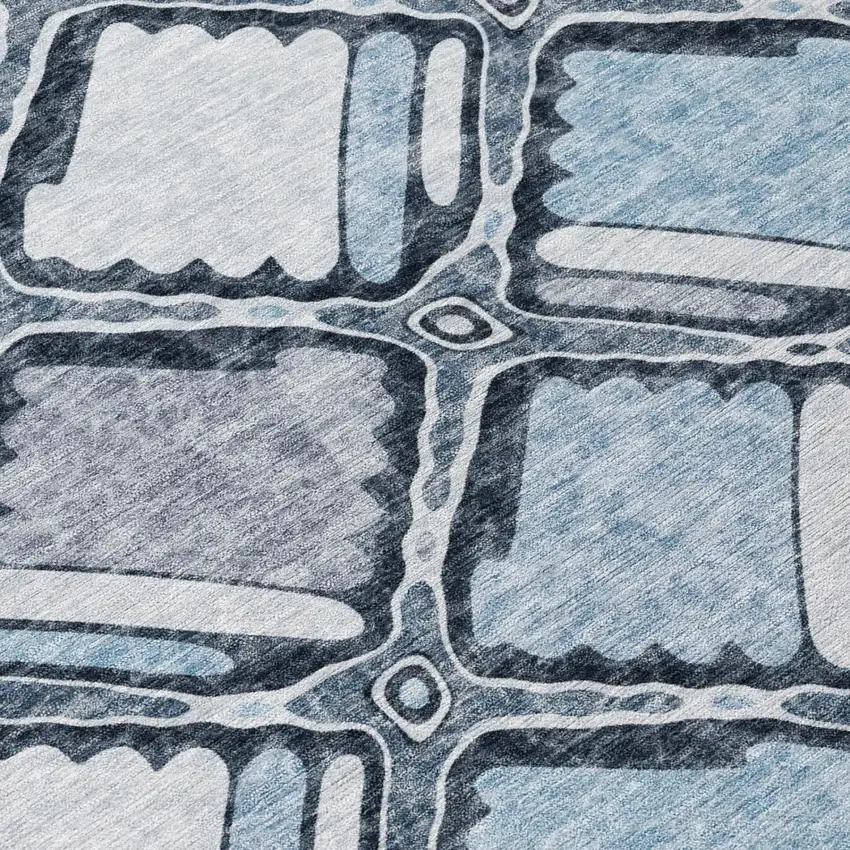 Sky Blue And Blue Geometric Washable Indoor Outdoor Area Rug Photo 4