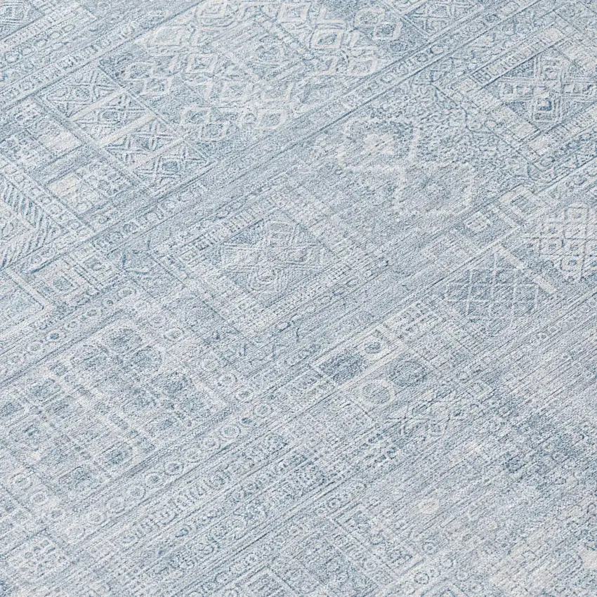 Sky Blue And Blue Oriental Washable Indoor Outdoor Area Rug Photo 4