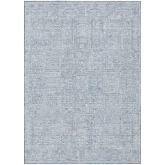 Sky Blue And Blue Oriental Washable Indoor Outdoor Area Rug Photo 2