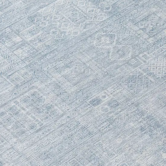 Sky Blue And Blue Oriental Washable Indoor Outdoor Area Rug Photo 4