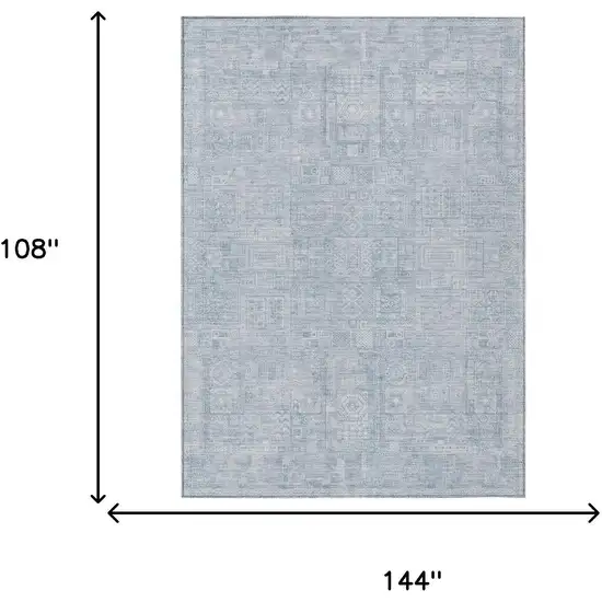 Sky Blue And Blue Oriental Washable Indoor Outdoor Area Rug Photo 5