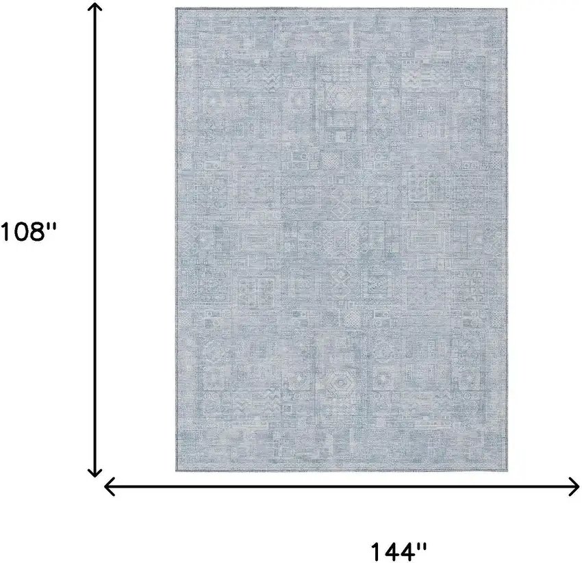 Sky Blue And Blue Oriental Washable Indoor Outdoor Area Rug Photo 5