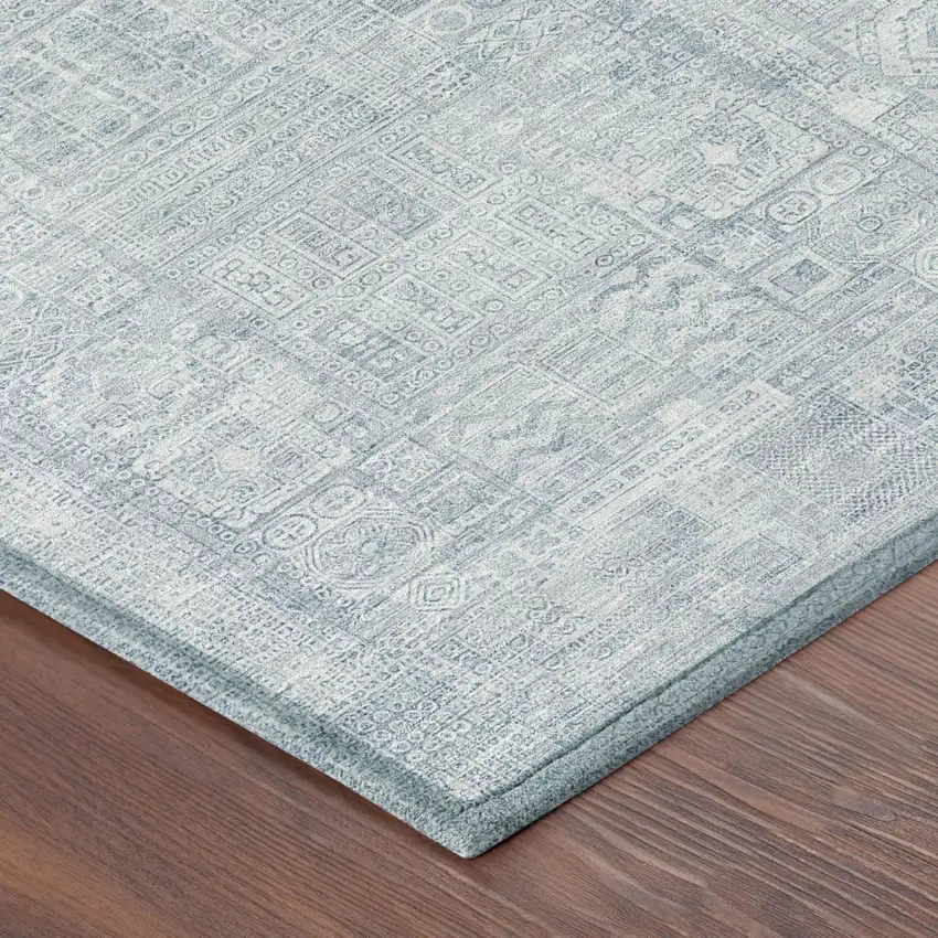 Sky Blue And Blue Oriental Washable Indoor Outdoor Area Rug Photo 3