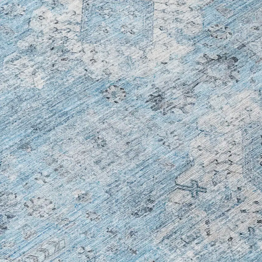 Sky Blue And Blue Oriental Washable Indoor Outdoor Area Rug Photo 4