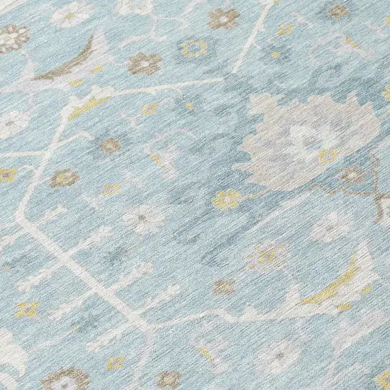 Sky Blue And Blue Oriental Washable Indoor Outdoor Area Rug Photo 4