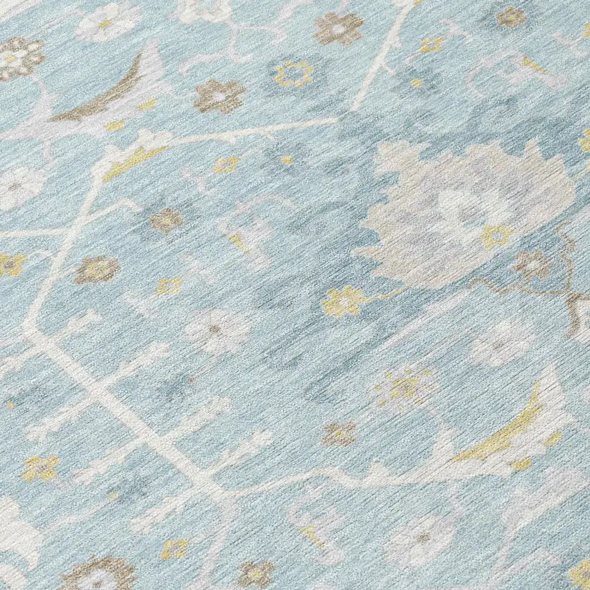 Sky Blue And Blue Oriental Washable Indoor Outdoor Area Rug Photo 4
