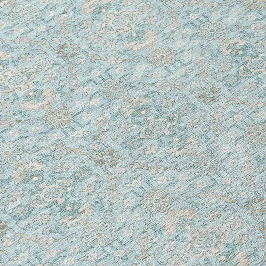 Sky Blue And Blue Oriental Washable Indoor Outdoor Area Rug Photo 5