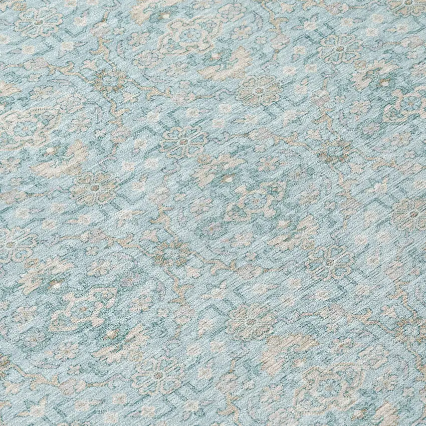 Sky Blue And Blue Oriental Washable Indoor Outdoor Area Rug Photo 5