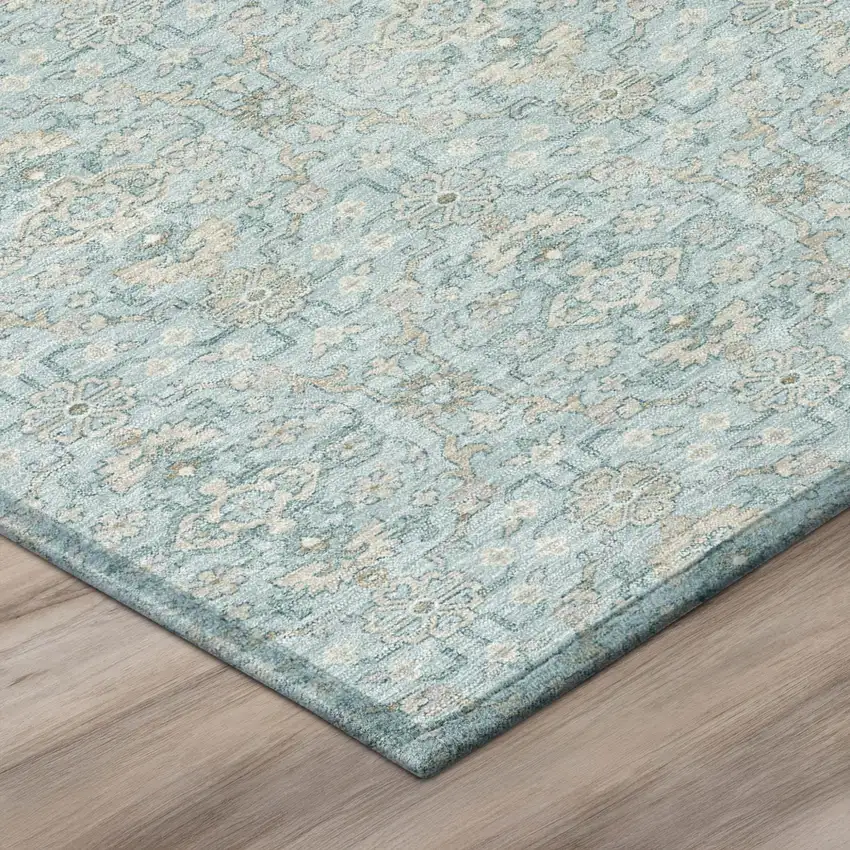 Sky Blue And Blue Oriental Washable Indoor Outdoor Area Rug Photo 4