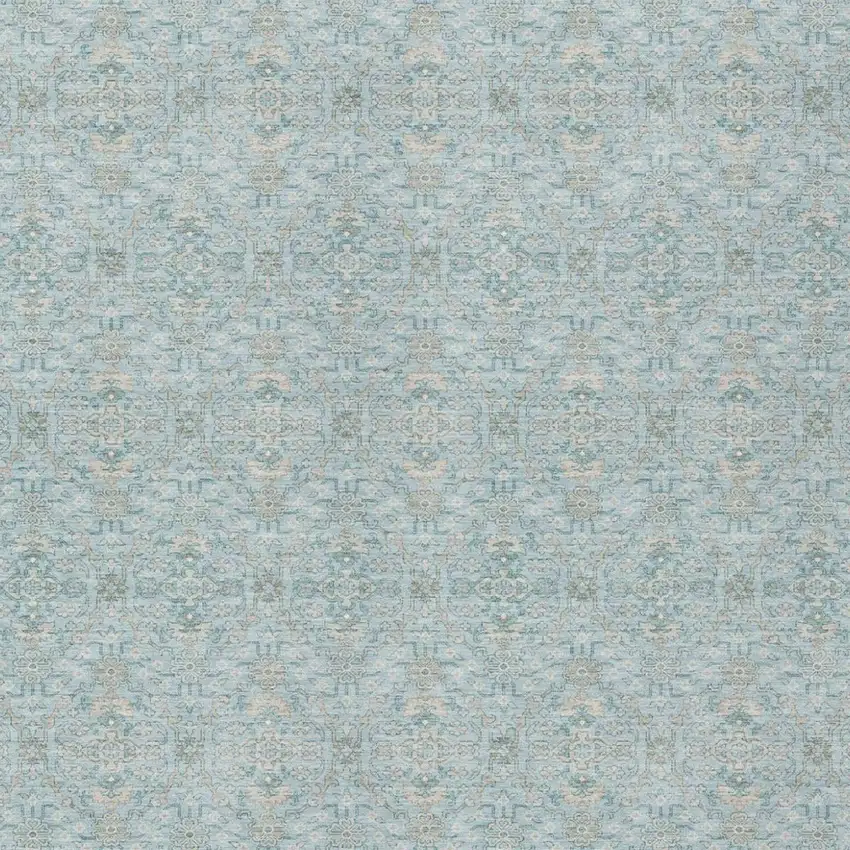Sky Blue And Blue Oriental Washable Indoor Outdoor Area Rug Photo 1