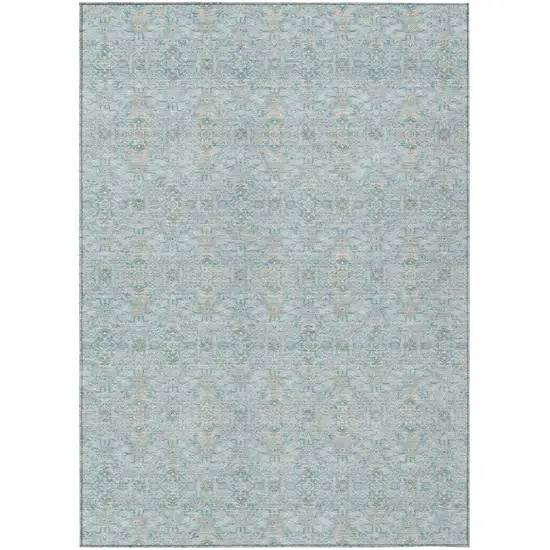Sky Blue And Blue Oriental Washable Indoor Outdoor Area Rug Photo 2