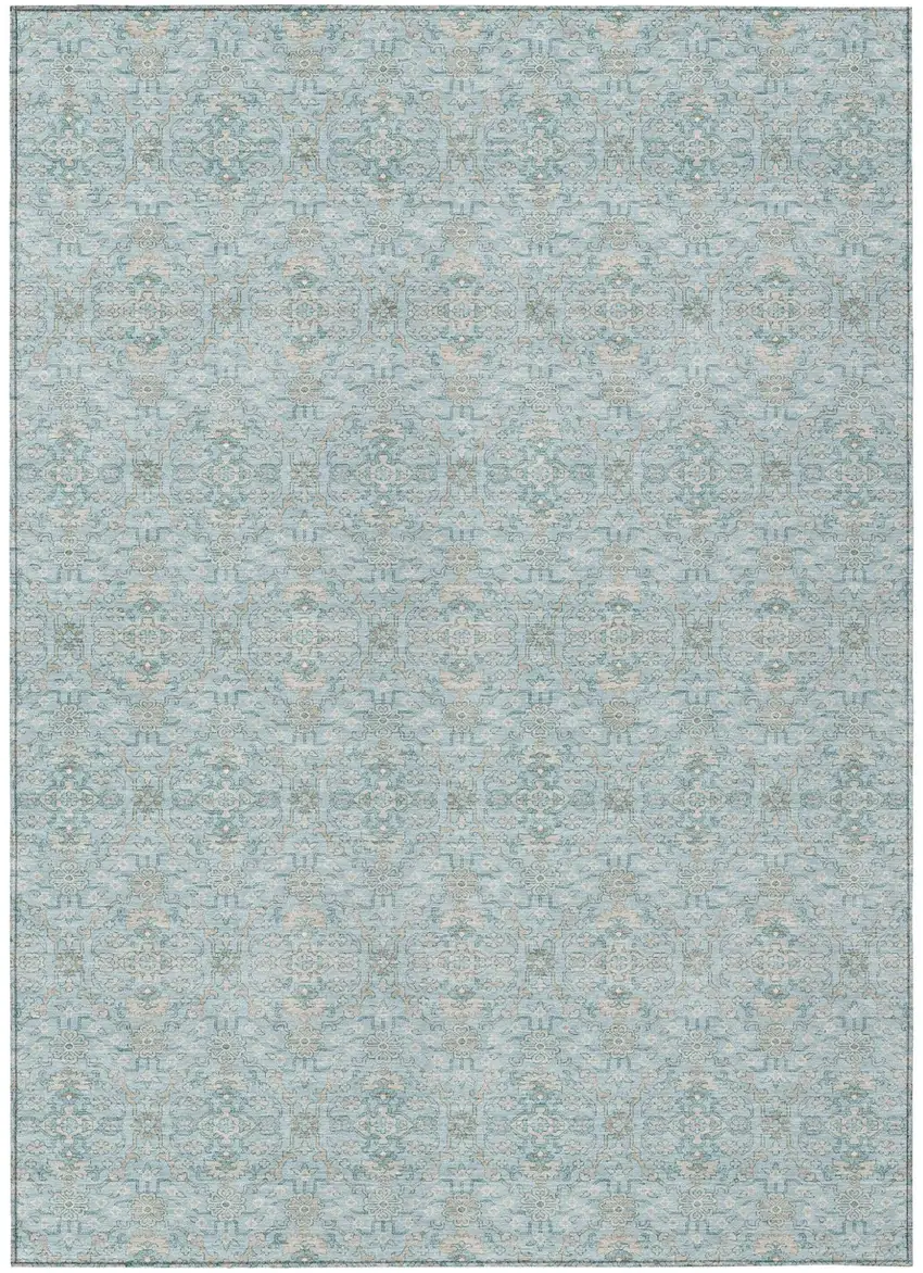 Sky Blue And Blue Oriental Washable Indoor Outdoor Area Rug Photo 2