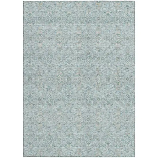 Sky Blue And Blue Oriental Washable Indoor Outdoor Area Rug Photo 3