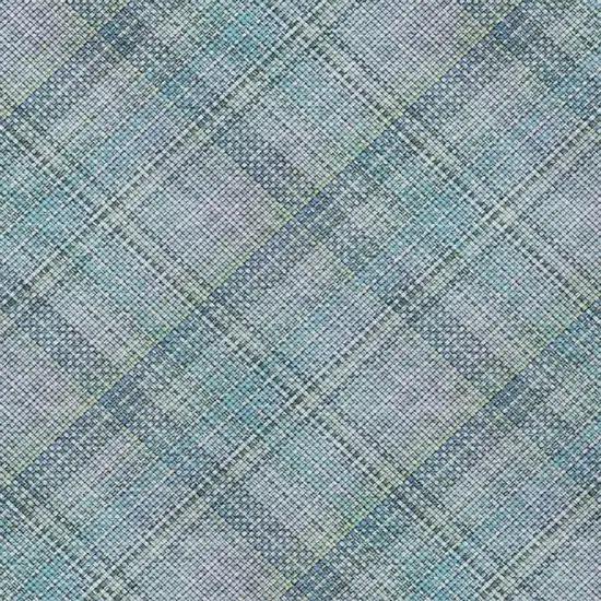 Sky Blue And Blue Plaid Washable Indoor Outdoor Area Rug Photo 1
