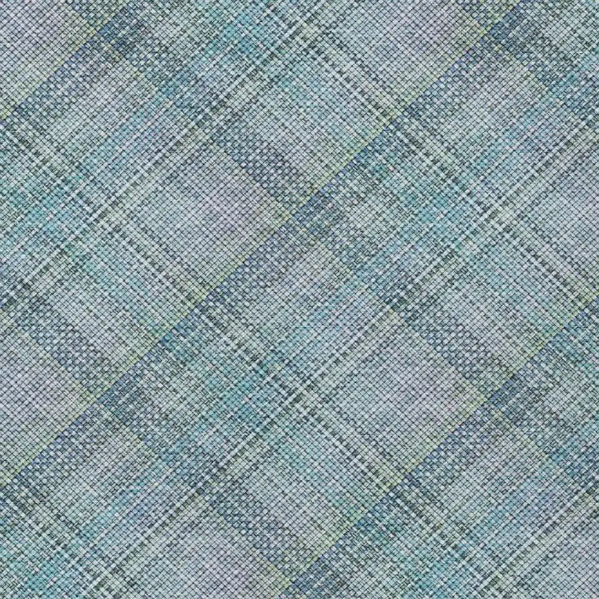 Sky Blue And Blue Plaid Washable Indoor Outdoor Area Rug Photo 1