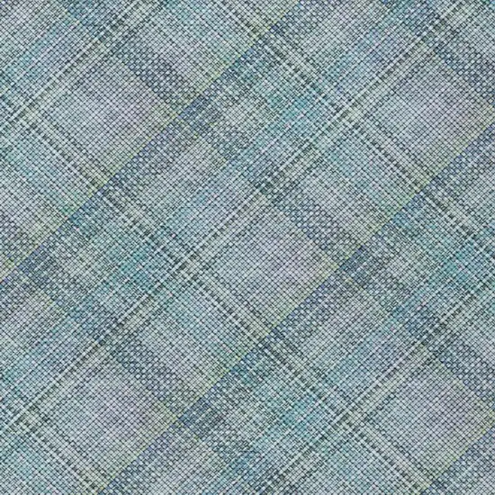 Sky Blue And Blue Plaid Washable Indoor Outdoor Area Rug Photo 6
