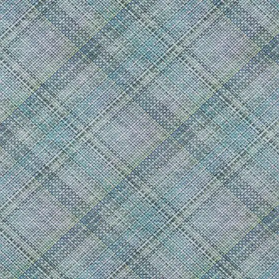 Sky Blue And Blue Plaid Washable Indoor Outdoor Area Rug Photo 8