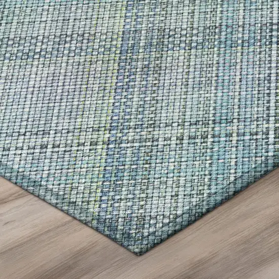 Sky Blue And Blue Plaid Washable Indoor Outdoor Area Rug Photo 4