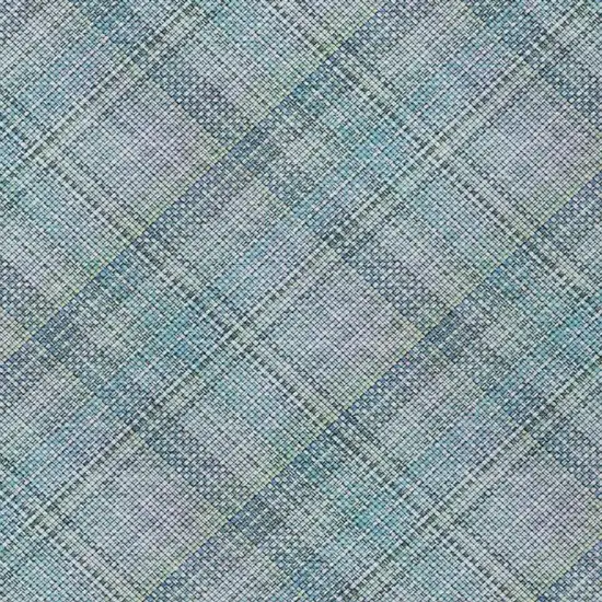 Sky Blue And Blue Plaid Washable Indoor Outdoor Area Rug Photo 4