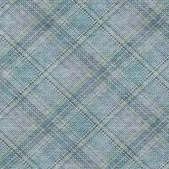 Sky Blue And Blue Plaid Washable Indoor Outdoor Area Rug Photo 6
