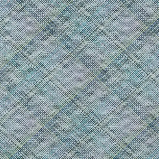 Sky Blue And Blue Plaid Washable Indoor Outdoor Area Rug Photo 5