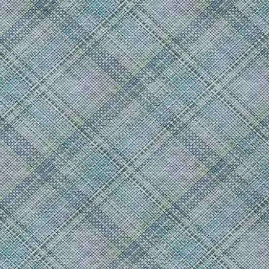 Sky Blue And Blue Plaid Washable Indoor Outdoor Area Rug Photo 1