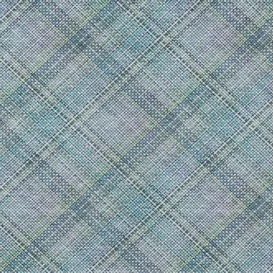 Sky Blue And Blue Plaid Washable Indoor Outdoor Area Rug Photo 9