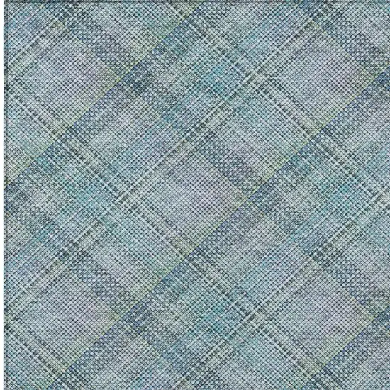 Sky Blue And Blue Plaid Washable Indoor Outdoor Area Rug Photo 7