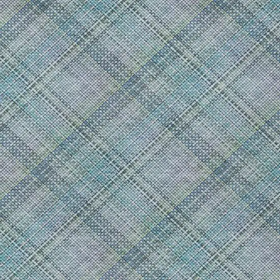 Sky Blue And Blue Plaid Washable Indoor Outdoor Area Rug Photo 4