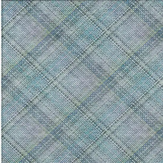 Sky Blue And Blue Plaid Washable Indoor Outdoor Area Rug Photo 9