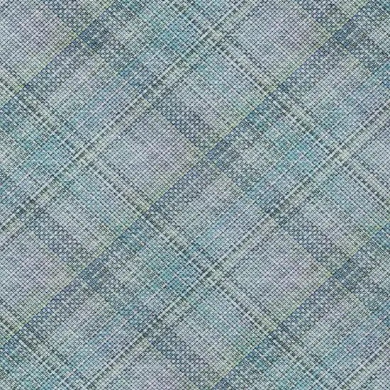 Sky Blue And Blue Plaid Washable Indoor Outdoor Area Rug Photo 5