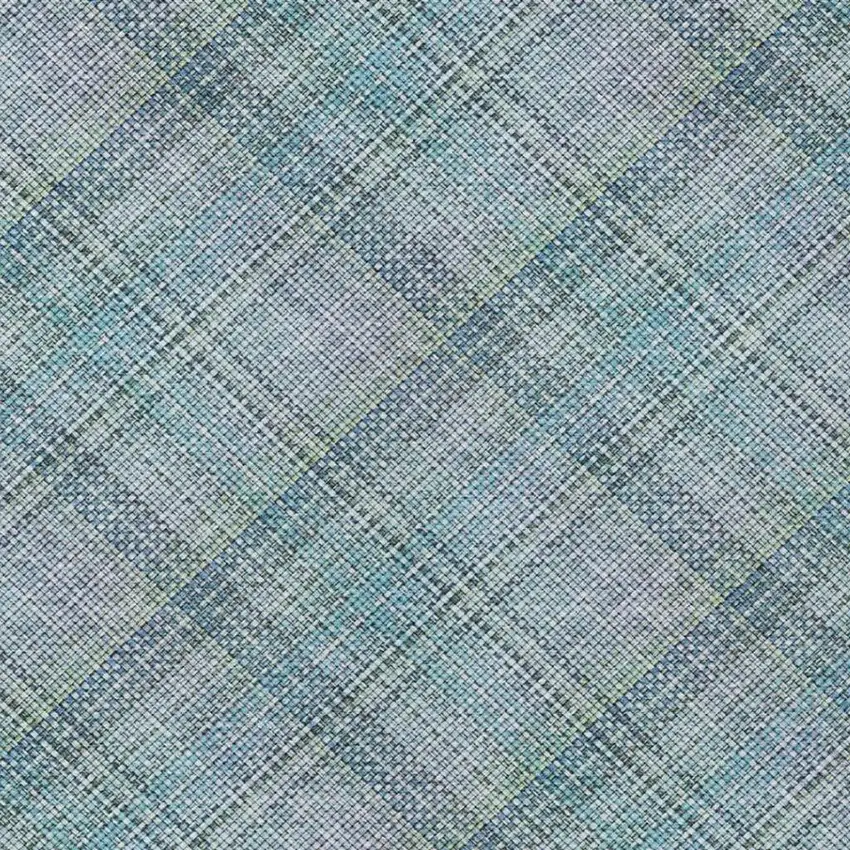 Sky Blue And Blue Plaid Washable Indoor Outdoor Area Rug Photo 5