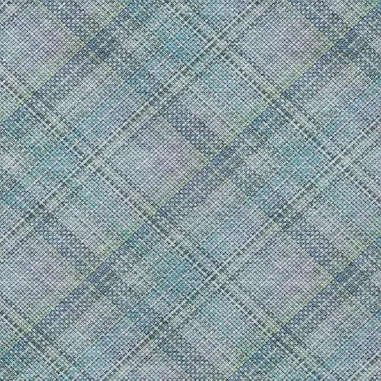 Sky Blue And Blue Plaid Washable Indoor Outdoor Area Rug Photo 8