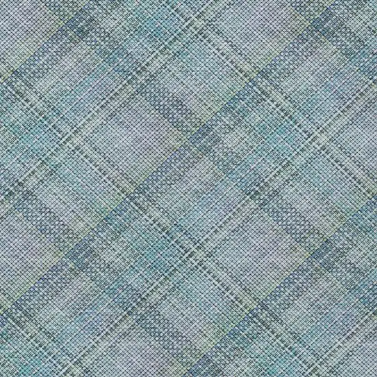 Sky Blue And Blue Plaid Washable Indoor Outdoor Area Rug Photo 6