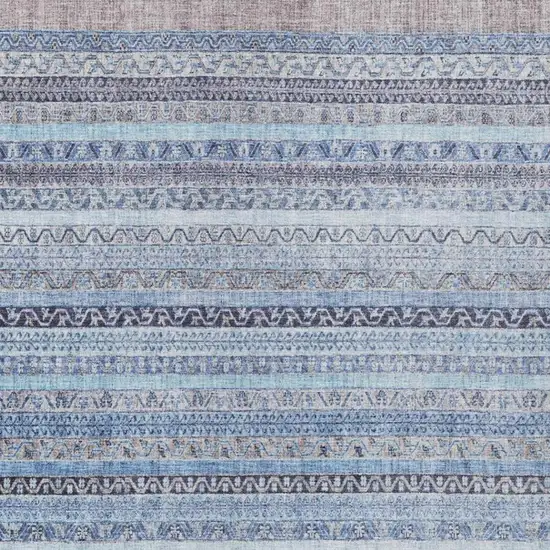 Sky Blue And Blue Striped Washable Indoor Outdoor Area Rug Photo 3