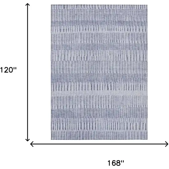 Sky Blue And Blue Striped Washable Indoor Outdoor Area Rug Photo 5