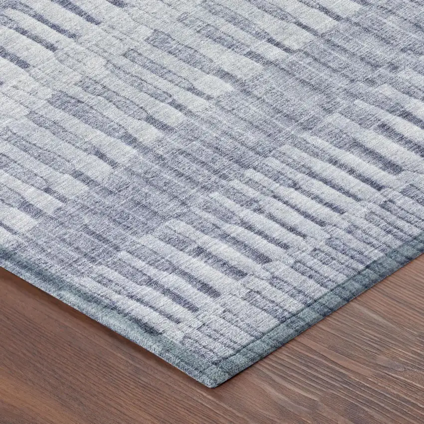 Sky Blue And Blue Striped Washable Indoor Outdoor Area Rug Photo 3