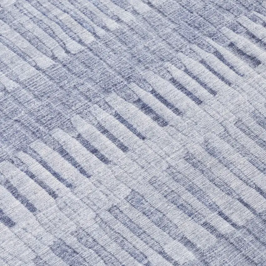 Sky Blue And Blue Striped Washable Indoor Outdoor Area Rug Photo 4