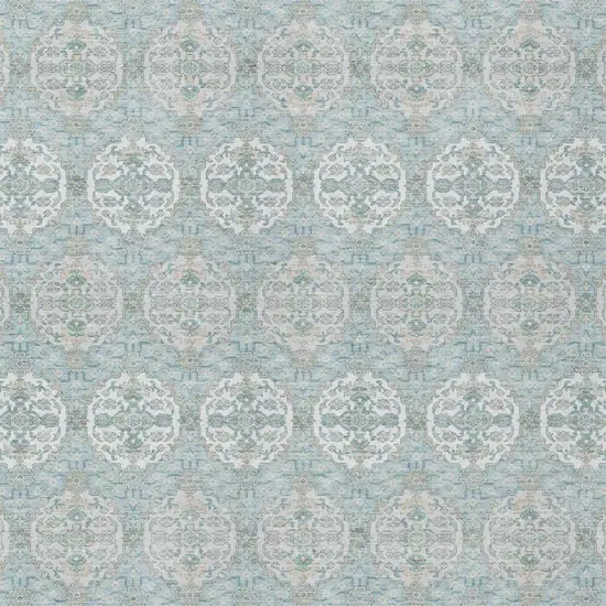 Sky Blue And Blue Striped Washable Indoor Outdoor Area Rug Photo 3