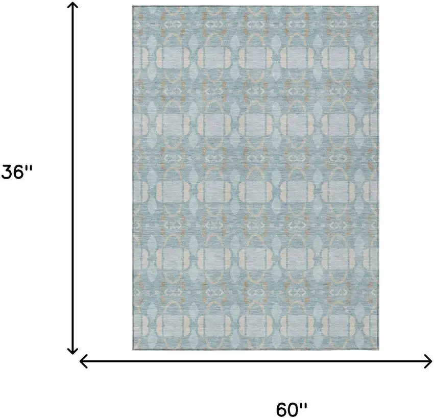 Sky Blue And Blue Striped Washable Indoor Outdoor Area Rug Photo 6