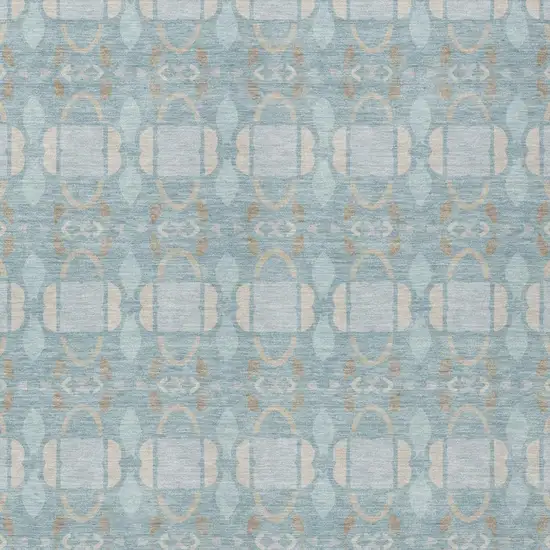 Sky Blue And Blue Striped Washable Indoor Outdoor Area Rug Photo 1