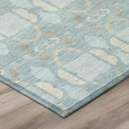 Sky Blue And Blue Striped Washable Indoor Outdoor Area Rug Photo 4