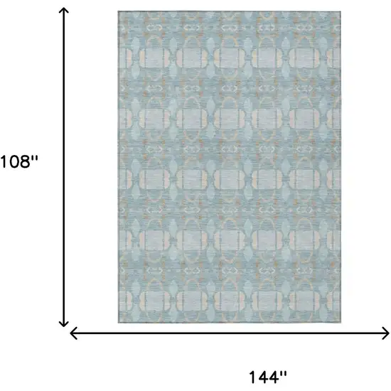 Sky Blue And Blue Striped Washable Indoor Outdoor Area Rug Photo 6