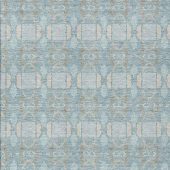 Sky Blue And Blue Striped Washable Indoor Outdoor Area Rug Photo 2