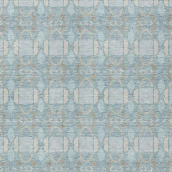 Sky Blue And Blue Striped Washable Indoor Outdoor Area Rug Photo 3
