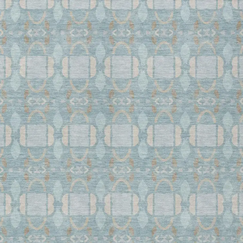 Sky Blue And Blue Striped Washable Indoor Outdoor Area Rug Photo 3