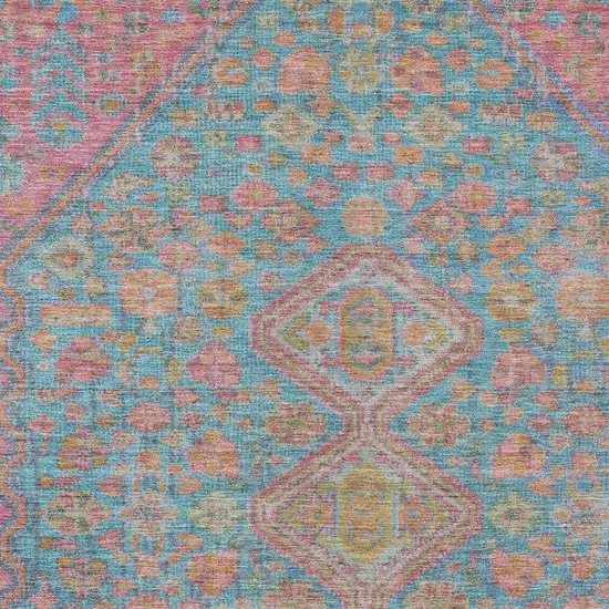 Sky Blue And Blush Aztec Washable Indoor Outdoor Area Rug Photo 4