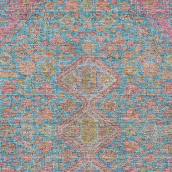 Sky Blue And Blush Aztec Washable Indoor Outdoor Area Rug Photo 4