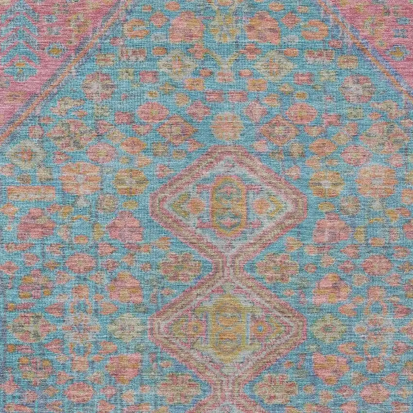 Sky Blue And Blush Aztec Washable Indoor Outdoor Area Rug Photo 3