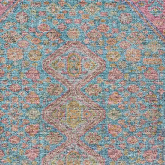 Sky Blue And Blush Aztec Washable Indoor Outdoor Area Rug Photo 3